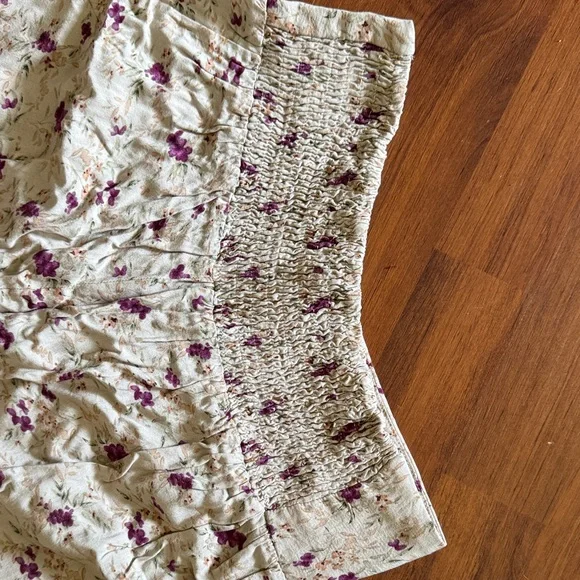 NATURAL LIFE Floral Wide Leg Pants - Cream and Purple - Picture 4 of 5